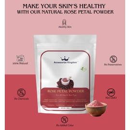 Accessorize Kingdom Herbal Face Pack Powder | 100% Natural & Organic Skincare | For Glowing Skin, Acne Control, Anti-Aging | All Skin Types | (50g, Rose Petal)