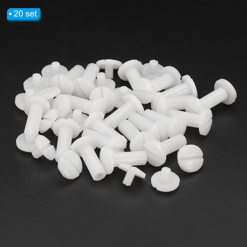 PATIKIL 15mm Chicago Screws 20 Sets Plastic Chicago Screw Slotted