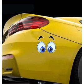 Decorative DIY Cartoon Eye Car Stickers 2-piece Set of Vinyl Material Waterproof Suitable for car Body Windows Rear Windshield Bumper Travel Box Laptop Furniture Door and Window Decoration KTY-1