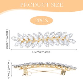 2pcs Gold Crystal Hair Clips accessories，Ymapinc Leaf Shape Rhinestone Hair Clip for Women，Vintage Accessories for Bride and Bridesmaid Pins
