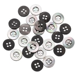 sourcing map 25 Pcs Natural Shell Buttons, 4 Hole Mother of Pearl Buttons 11.5mm Sewing Craft Buttons for Shirt Sewing DIY Crafts Decoration, Colorful Black