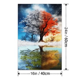 Bvkilrvc Unframed Canvas Wall Art, Four Season Tree Of Life Wall Decor Print Painting Gift Wall Living Room Bedroom Home Office Decoration Painting Unframed 16x24inch