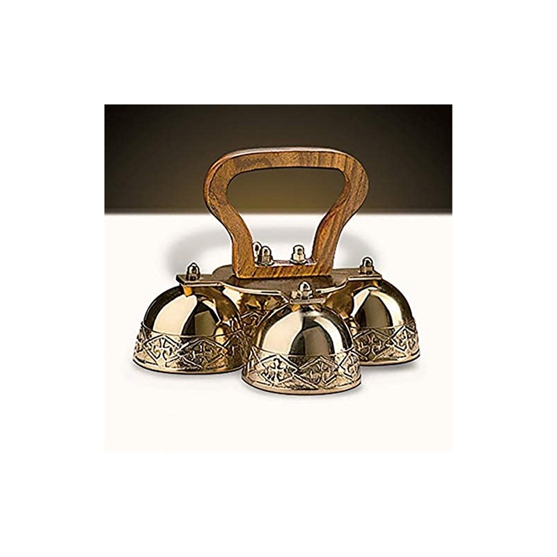 4-bell Embossed Brass Altar Bells
