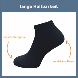 GAWILO Premium Trainer Socks (10 Pairs) | Women & Men | Extra Reinforced Stress Zones | Without Pressing Seam Over the Toes, black, 35 - 38