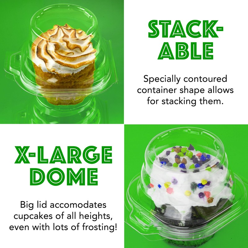 Green Direct Clear Stackable Cupcake Boxes Disposable Individual Cupcake Containers