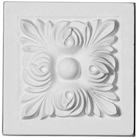 Ekena Millwork ROS04X04SK Sellek Rosette, 4 1/8"W x 4 1/8"H x 1 7/8"P, Primed