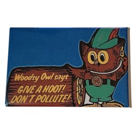 Woodsy Owl Don't Pollute Commercial Refrigerator Magnet 2" X 3" fridge