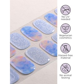 Nelaoco Nail Polish Strips – 32PCS Salon Quality Wraps, Long Lasting Gel Nail Stickers for Women (Sky Palette Blue)