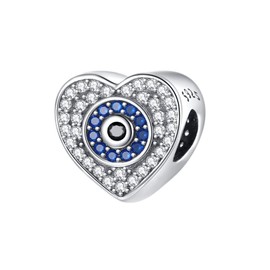 Lkwrideiny Evil Eye Heart Charm 925 Sterling Silver Pendant,Jewelry Beads Gifts for Women Bracelet&Necklace