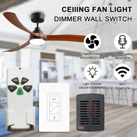 Humpptom Fan Remote WiFi Control Kit, 53T WiFi Small Size Receiver Ceiling Fan Remote Control Control for Hunter/Harbor Breeze/Westinghouse/Honeywell/Other Ceiling Fan Humpptom Black