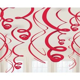 Red Paper Swirl Decorations (Pack Of 12)