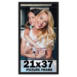 21x37 Frame Black Picture Frame - Complete Modern Photo Frame Includes UV Acrylic Shatter Guard Front, Acid Free Foam Backing Board, Hanging Hardware Wood Wall Frames for Family Photos - no Mat
