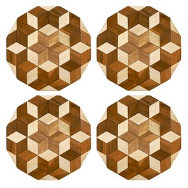 Wooden Trivet Mat for Hot Dish Table Cover Heat Resistant - Pack of 4 - Scented Wood Trivets Coasters for Hot Pans
