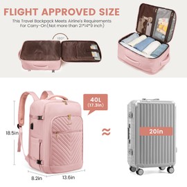 LOVEVOOK Large Travel Backpack for Women,Carry on Backpack Flight Approved with Shoe Bag,Personal Item Backpack Travel Bag with 2 Storage Containers,TSA Fit 17inch Laptop Luggage with USB Port