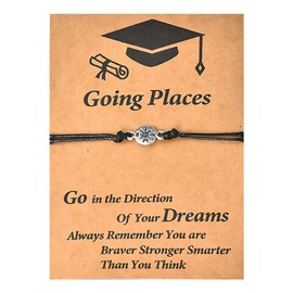 Inspirational Graduation Bracelets Gifts for Boys Girls Son Daughter 2023 Motivational Compass Bracelets for Graduates Middle High School College Graduation Gifts for Grad Student with Message Card