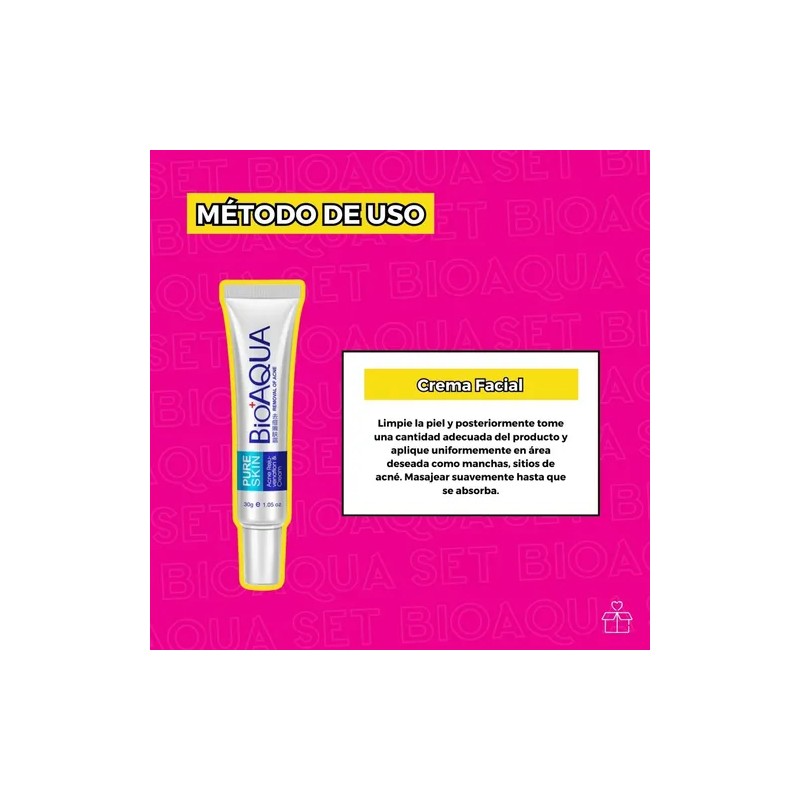 Set De 3 Pure Skin Bioaqua Retira Acne Espinillas Grasa
