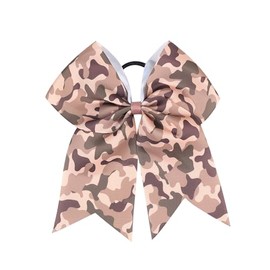 Camo Cheer Bow 7" Cheer Bows Camouflage Ponytail Hair Ties Ponytail Holder Ribbon Accessories.(FQ4) (Camouflage D)