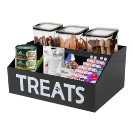 Morezi Dog Food Organizers Storage cat Treat jar Organizer Great for organizing pet Dogs Cats Birds Animal Cookie Snack in Kitchen countertop Closet Black