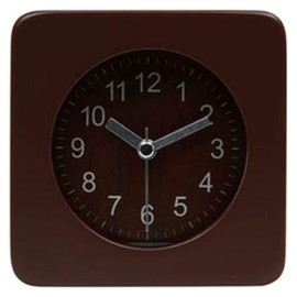 Fuji Boeki 36695 Table Clock, Alarm Clock, Analog, Width 4.0 inches (10.2 cm), Brown, Natural Wood, Silent Type, Alarm Included, Light, Tabletop, Square, Wood
