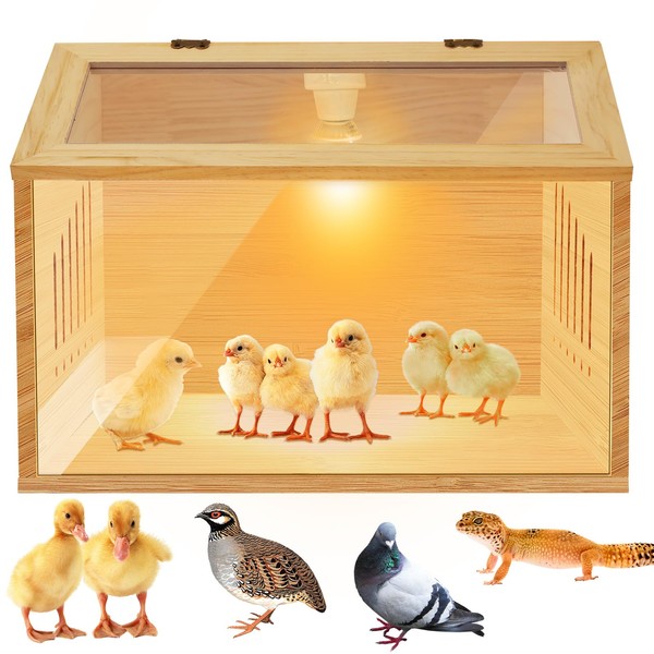 Brooder Box for Chicks，Indoor Smart Wooden Poultry Brooder with Heater,