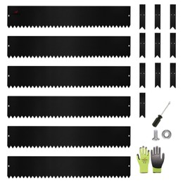 A ANLEOLIFE 20FT Galvanized Steel Landscape Edging, 6-Pack 40" L x 8" H Hammer-in Metal Garden Border with 10 Stakes for Lawn, Pathway, Flower Beds – Black