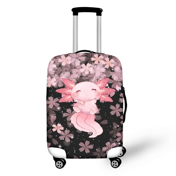 HELLHERO Cute Axolotl Luggage Cover Cherry Blossom Suitcase Covers Protector