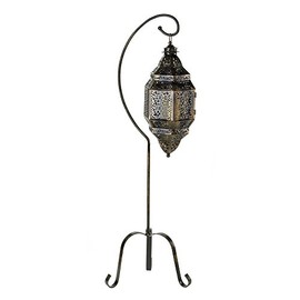 Smart Living Company Moroccan Candle Lantern Stand Black Iron Hanging Lamp 41 inch Tall Gift Decor Home and Garden,New