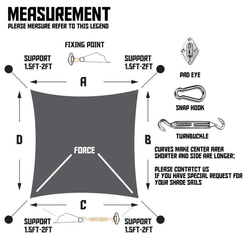 TANG Sun Shade Sail 18' x 18' Beige Sun Shade