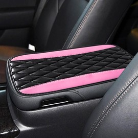 Car Center Console Cushion Pad, Universal Leather Waterproof Armrest Seat Box Cover, Comfortable Auto Armrest Cover Protector, Car Interior Decor Accessories for Most Vehicles (Pink, 32 * 19cm)