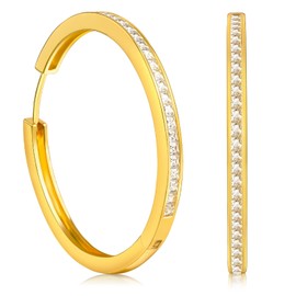 Beutirer Hoop Earrings 925 Silver Women's Earrings, 18 K Gold-Plated 5A Cubic Zirconia Hoop Earrings with Stud Earrings, S925, Mother's Day, Birthday, Wedding, Anniversary Gift for Women Girls, White