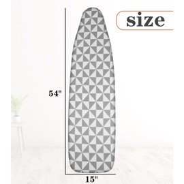 UFETGYG Ironing Board Cover, Full Size Scorch Resistant Padding, Silicone Coating,Elastic Edge, Heavy Duty Iron Pad Covers Standard Boards, 15" x 54" (Geometry)