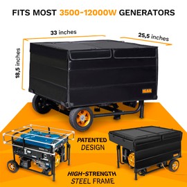 IGAN Generator Covers While Running for most 3500w-12000w Generators - Ultra Heavy Duty Generator Covers for Outside - Portable Waterproof Generator Cover, Generator Enclosure Outdoor, Black