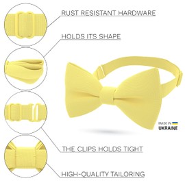 Bow Tie House Corbata de Moño para Niños y Bebés Pre-atada y Ajustable, para Boda, Graduación, Eventos Formales, Elegante para Tu Estilo (Limón, Pequeño)