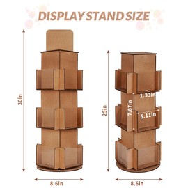 Natheeph Rotating Display Stand Greeting Card Display Wooden Display Rack with Two Card Sticker for Greeting Card Vendor Coffee Bag 3 Tier Tabletop Display Stand (Brown)