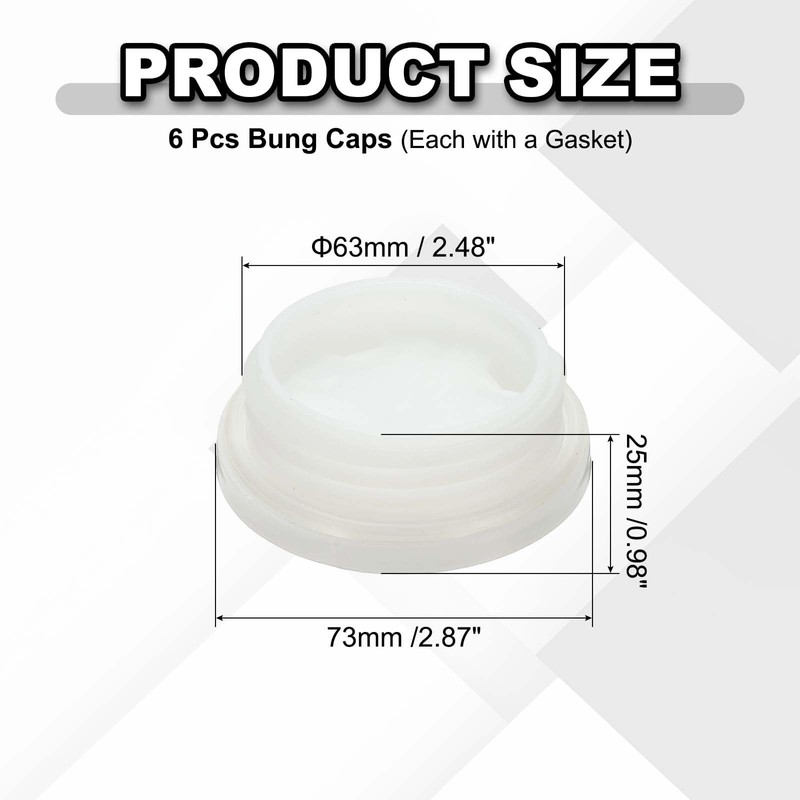 uxcell 6Pcs Bung Cap, 2 1/2'' Plastic Bung Hole Caps,