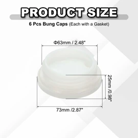 uxcell 6Pcs Bung Cap, 2 1/2'' Plastic Bung Hole Caps, Coarse Thread Drum Hole Cap with Gasket for 55 Gallon Plastic Drum, Fuel Tank, Household Bucket and Oil Tank