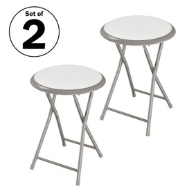 Lavish Home Folding Bar Stools – Set of 2 Heavy-Duty 18-Inch Stool - 225lbs Capacity and Padded Seats for Dorm, Recreation or Game Room (White)
