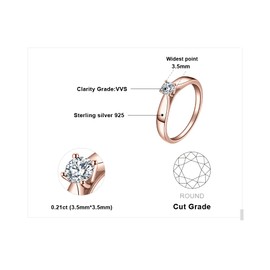 JewelryPalace Cubic Zirconia Engagement Ring Wedding Rings Promise Engagement Ring Silver 925 Women's Solitaire Ring Silver Rings Wedding Rings Proposal Ring Entourage Ring Women's Jewellery Rose Gold