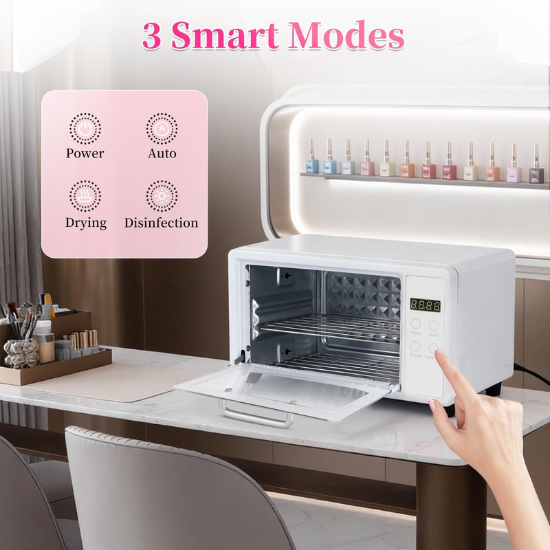 heemeei Nail Tool Cleaning Machine, Double-layer UV Light Cleaning Cabinet