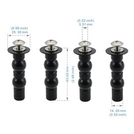 Lychee Light Toilet Seat Hinge Screw 2 Pack,Compatible with TOTO Toilet,Expanding Rubber Bolt Top Nuts Set for Top Mount Toilet Seat Tightening Kit Replacement (Black Rubber Screws-2PACK)