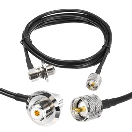 sourcing map 1PCS RG58 Coaxial Cable 6ft/1.8 M, UHF PL-259 Male to UHF SO 239 Female Coax Cable 50 Ohm Low Loss Cable for CB Radio, Antenna Analyzer, SWR Meter