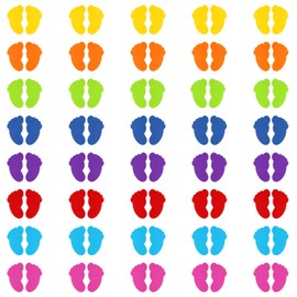 PATIKIL Foot Shaped Carpet Markers, 80pcs (40pairs) Nylon Floor Spots Markers Colorful Hook and Loop Marker Dots for Classroom Teacher Supplies, 8 Color