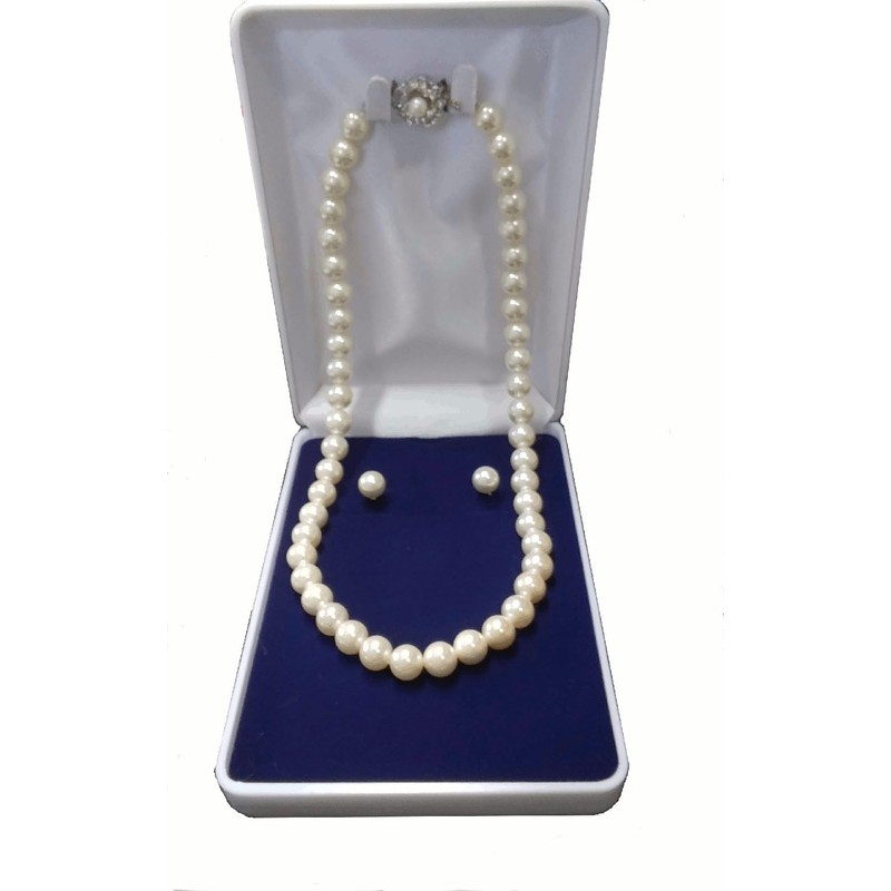 MAHINA Domestic Pearl Necklace Set with Case, Pearl Necklace, Ceremonies,
