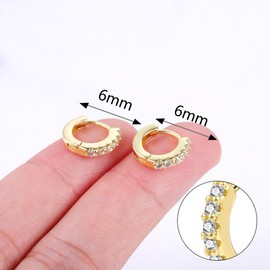 Small Earrings Sets 14K Gold 925 Sterling Silver Hoop Earrings for Women Huggie Cartilage Earring Set Cute Mini Thin Tragus Hoops Multiple Piercings Aretes Earrings Sets for Women Trendy ( 6-8-10-12-14-16 )mm (Gold 6mm)