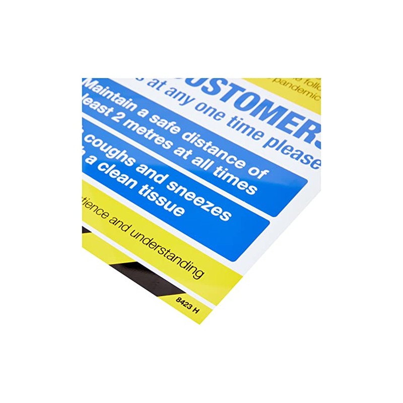 Caledonia Signs 18423H COVID 19 Precautions - Shop window sign