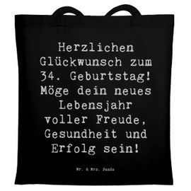 Mr. & Mrs. Panda Tragetasche Spruch 34. Geburtstag - Geschenk, Erfolg, Geburtstag Ideen, Glückwunsch, einmalige Geschenke, Geburtstag Sprüche,
