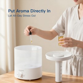 MEGAWISE 1.5L Cool Mist Humidifier for Bedroom, Home, Office, and Plants, Essential Oil Diffuser with Adjustable Mist Output, 25dB Quiet Ultrasonic, Up to 10 Hours, Easy to Clean