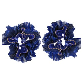 Zac's Alter Ego Set of 2 Glitter Soft Chiffon Ruffle Hair Scrunchies/Garters