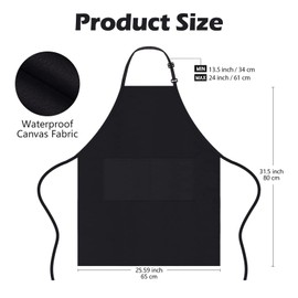 WenYa 2-Pack Chef Aprons with 2 Pockets, Waterproof Adjustable Apron for Men and Women, Kitchen Aprons with Long Ties for Cooking, Kitchen, Restaurant
