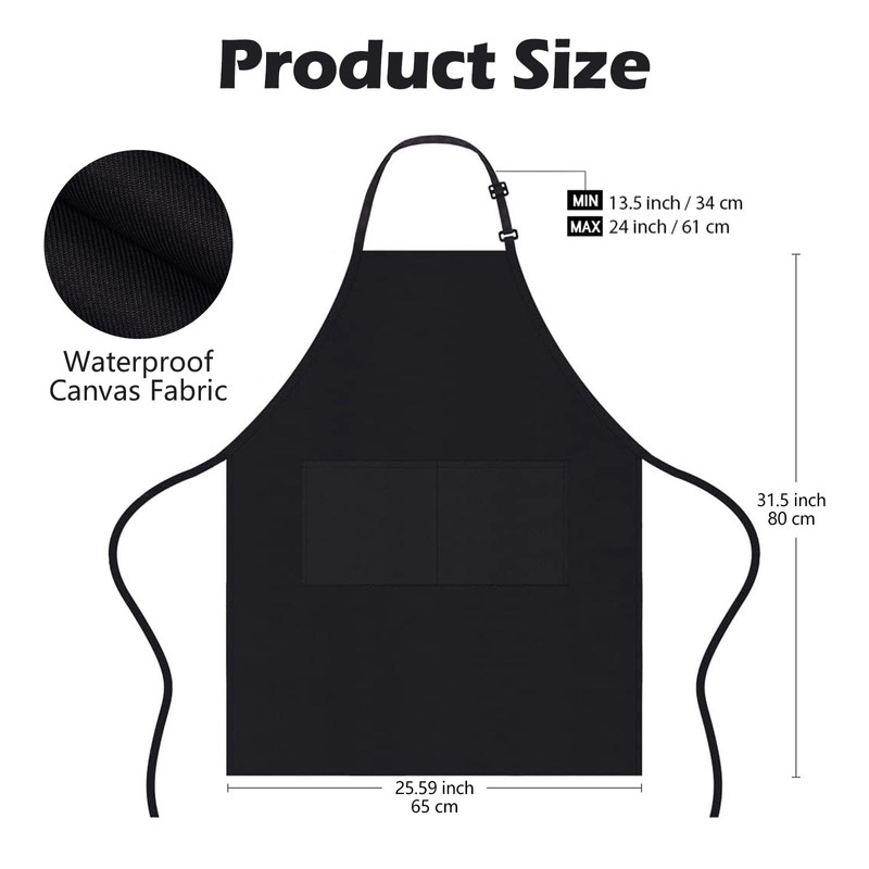 WenYa 2-Pack Chef Aprons with 2 Pockets, Waterproof Adjustable Apron